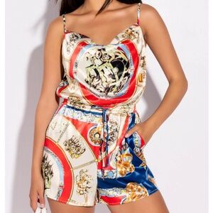 AKIRA INTO THIS COWL NECK ROMPER MEDIUM